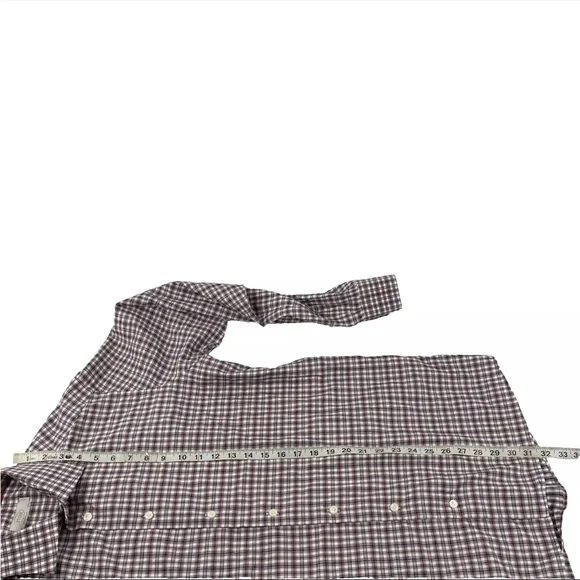 Mens Eton Contemporary Button Up Dress Shirt Sz 16-1/2 Large 42 Wine Blue Plaid - Picture 4 of 7